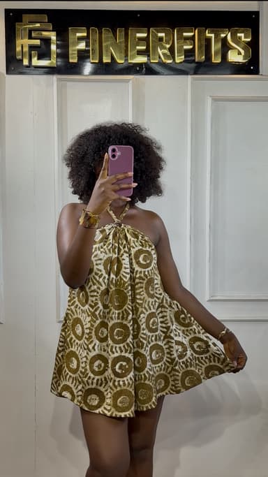 Adire short backless dress