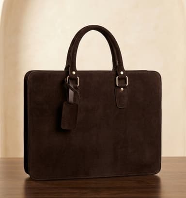Suede leather briefcase (chocolate color)