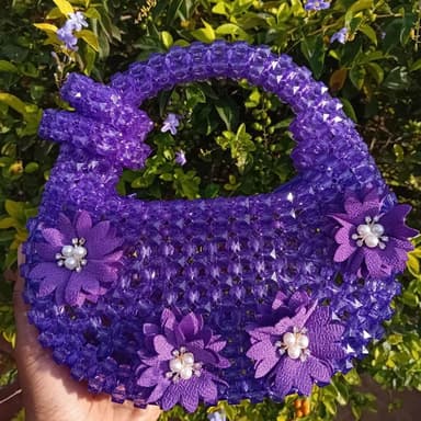 Purple Floral Beaded Bag