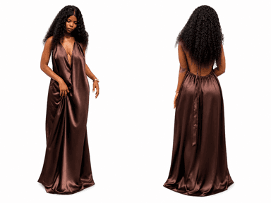 Deep V Backless maxi dress